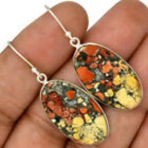 Maligano Jasper Solid 925 Sterling Silver Earrings